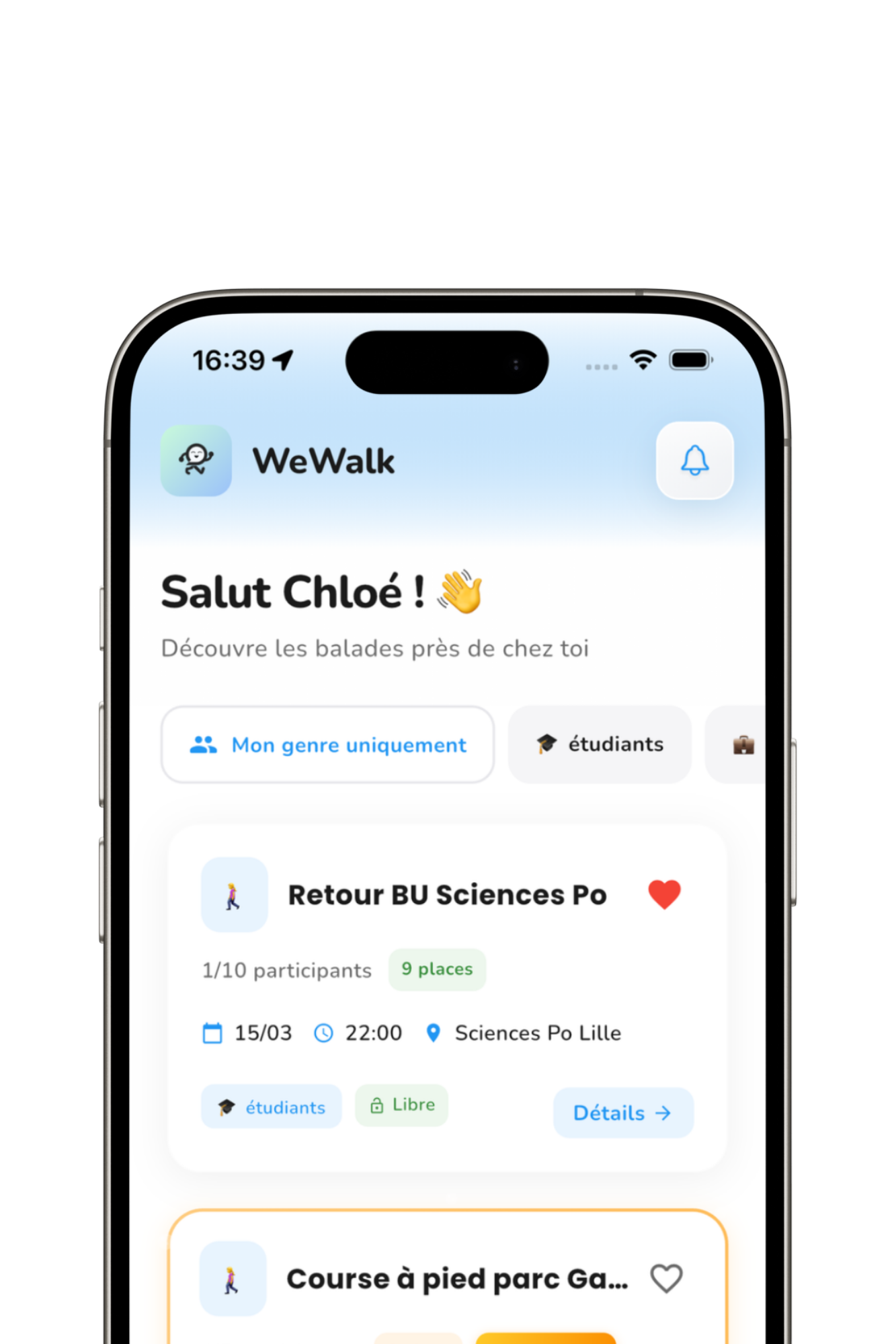 WeWalk app preview — home screen